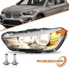Halogen Headlight For 2016-2022 BMW X1 Headlamp Left Driver Side w/ Bulbs
