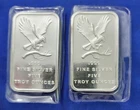 (Lot of 2) 5 Oz. Silver Silvertowne Bullion Bars of .999 Fine Silver
