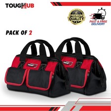 ToughHub 12" Heavy Duty Hand Tool Bag Red Multi Pockets for DIY Works 2 Pack UK