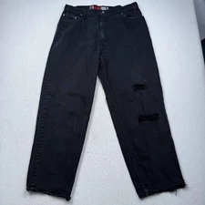 Levi's Silvertab Jeans Mens 36x32 Black Loose Fit Distressed Grunge Denim