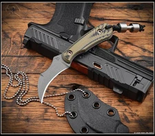 RMJ Tactical Gym Rat Knife Tungsten Nitro-V Blade Dirty Olive G-10 -Kydex Sheath