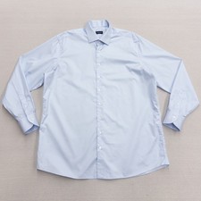 Proper Cloth Mens Greenwich Light Blue Micro Stripe Dress Shirt 18 x 38.3 Cotton