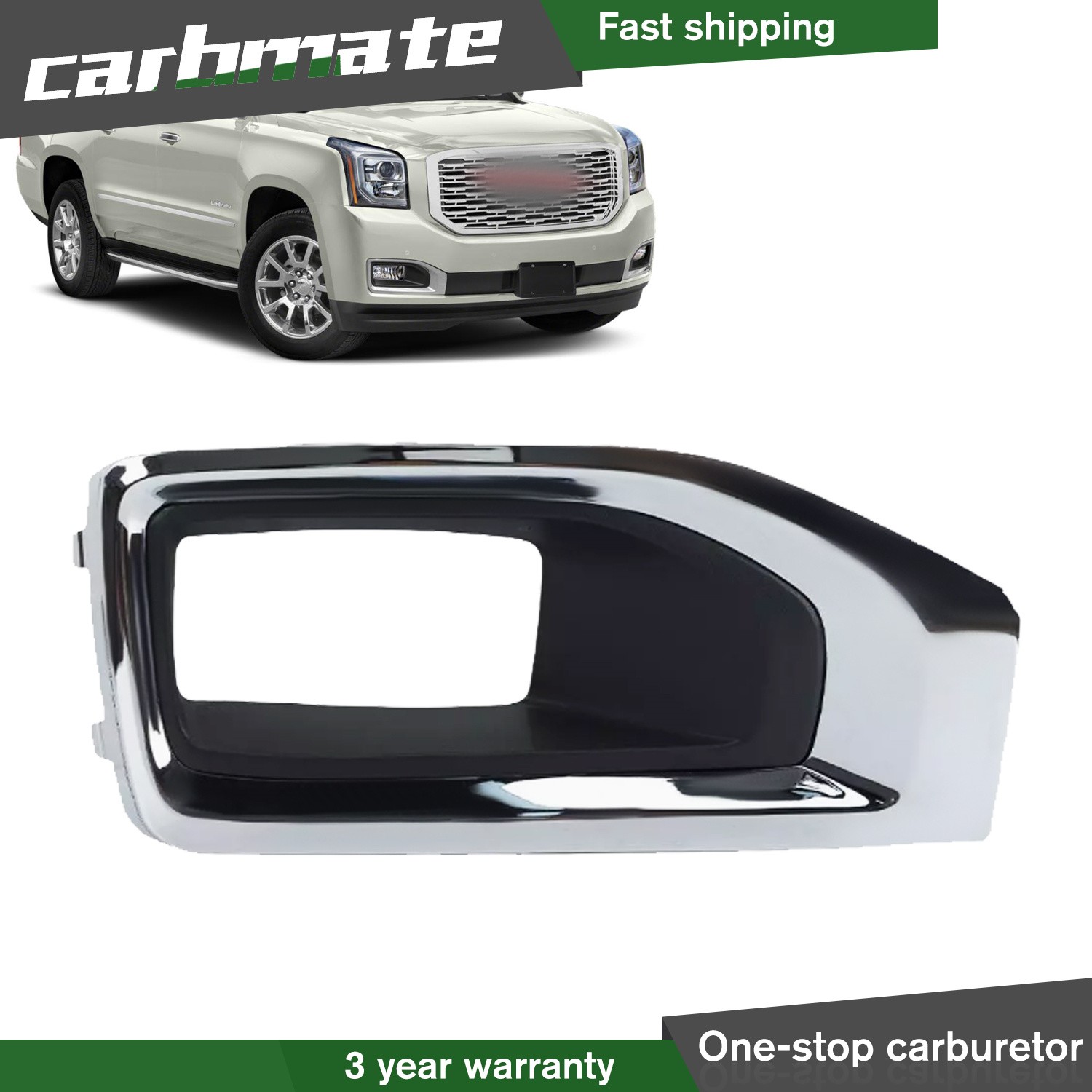 Right Front Fog Light Lamp Cover Bezel Chrome Trim For GMC Yukon 2015-2020