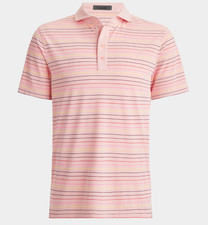 G/Fore Men's Small AMOUR Pink Multi Stripe Tech Pique Polo MSRP 120