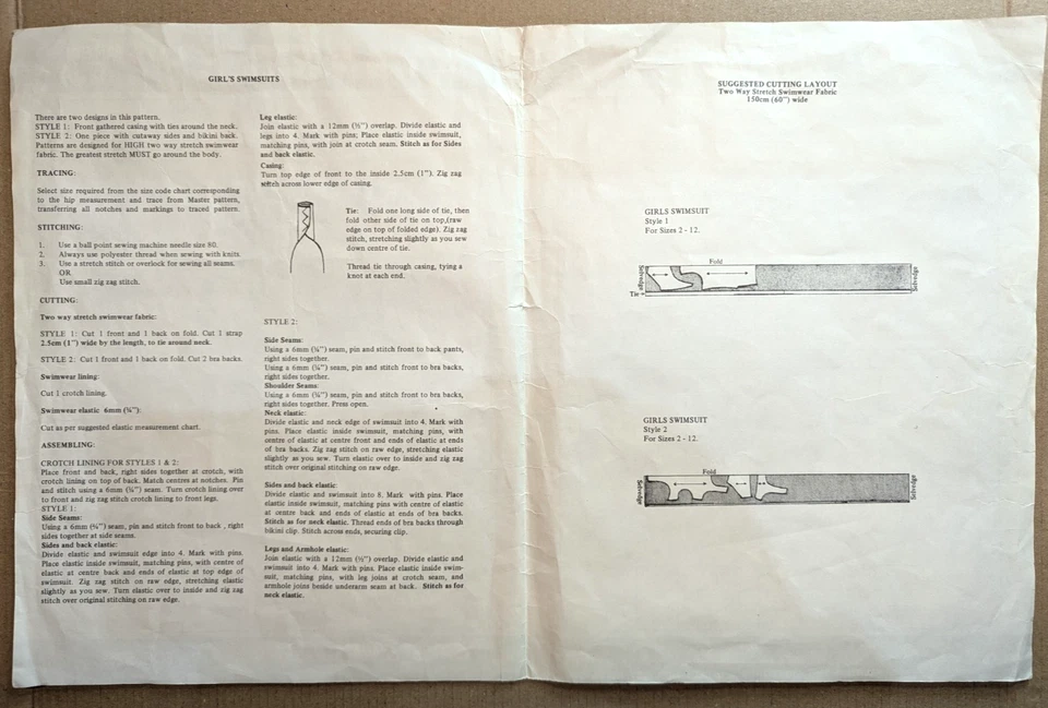 Knit-N-Stretch Girls Swim suits 475A Sz 2-12 Vintage Two Styles 1980 UNCUT - Image 3 of 4