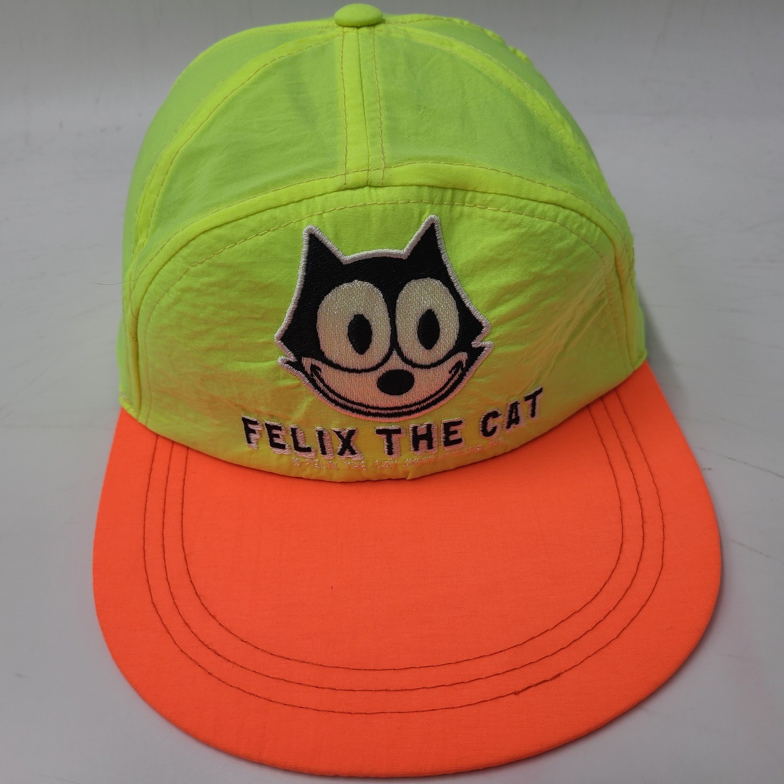Vintage Felix The Cat Hat Adjustable (Fits Small) Yellow Orange Nylon Cartoon