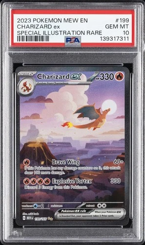2023 POKEMON MEW EN-151 SPECIAL ILLUSTRATION RARE #199 CHARIZARD EX PSA 10