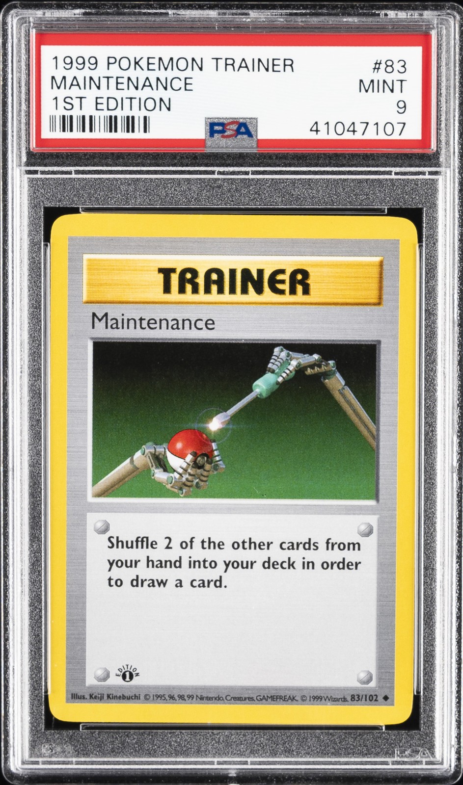 1999 POKEMON BASE SET 1ST EDITION #83 MAINTENANCE PSA 9
