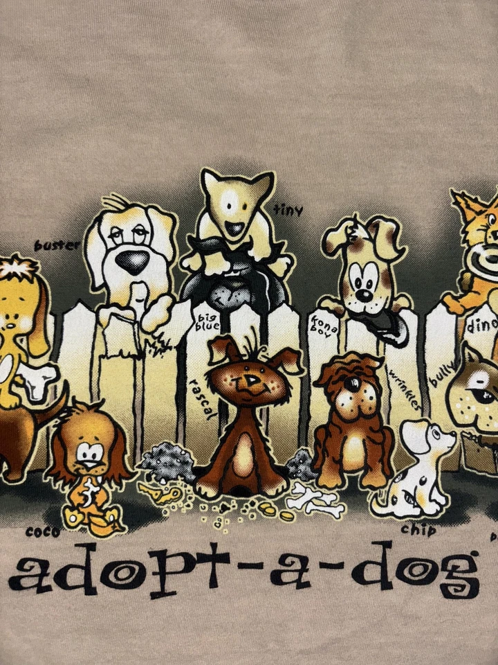 Crazy Shirts Adopt-A-Dog Shirt Mens Large Tan Cartoon Dog Graphic Kona Hawaii - Imagem 4 de 4