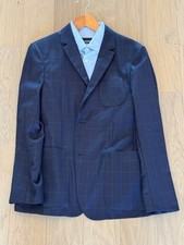  1299 Z ZEGNA LUXURY BLUE WOOL WINDOWPANE PATTERN BLAZER - US 42R EU 52R