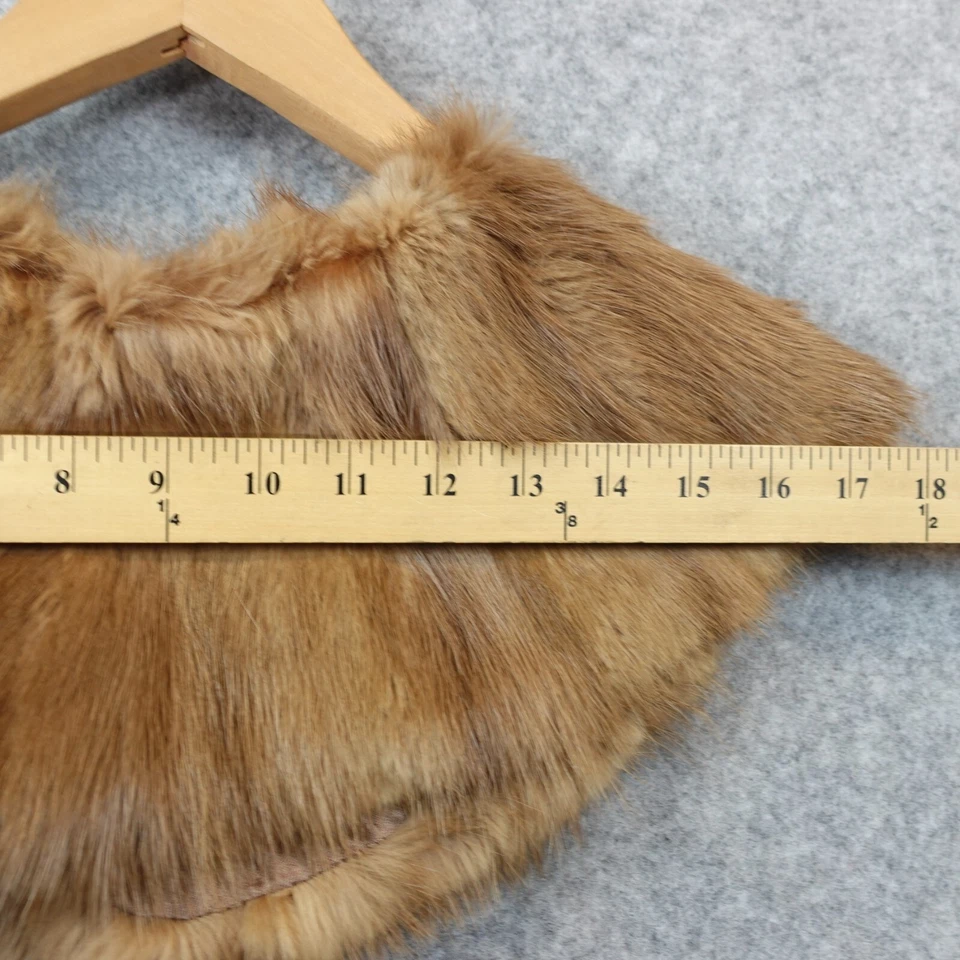 Mantón envolvente de piel de camello capelet marrón piel real visón ribete bufanda Gatsby Old Hollywood Foto 3 de 4