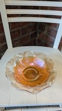 Set of 2 Iris and Herringbone depression glass bowls