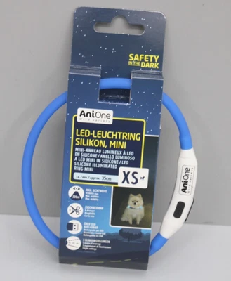 AniOne 1272920 LED-Leuchtring Silikon Mini Blau XS ca. 35cm 3 Blinkeinstellungen