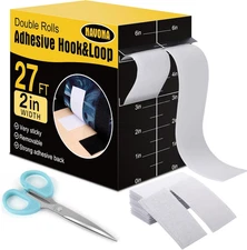 Navona 27Ft x 2 Inch Hook and Strips with Adhesive, Heavy Duty Self