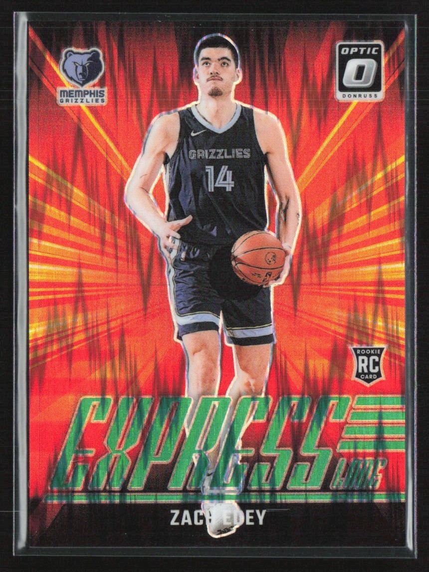 Zach Edey 2024-25 Donruss Optic Express Lane Green Shock RC /149 #10 Memphis