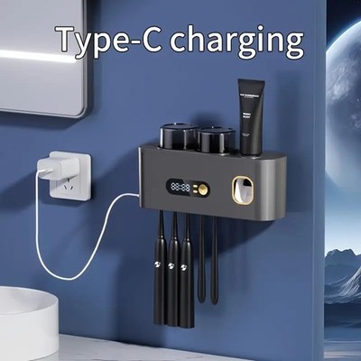 Smart Toothbrush Holder UV Sterilizing Automatic Toothpaste Dispenser Organizer