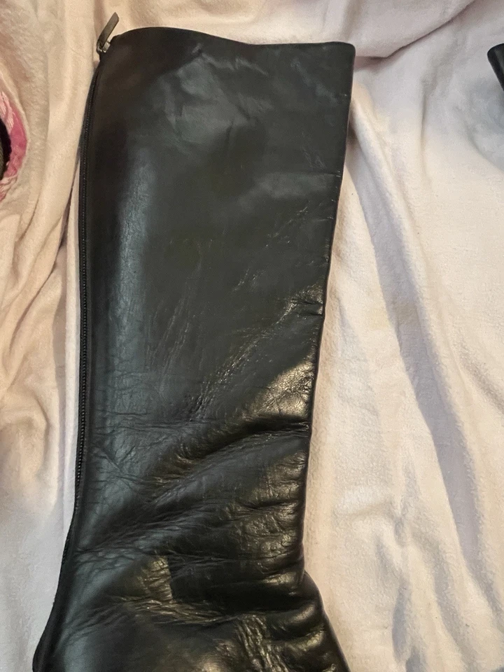 Jimmy Choo Peonía Cuero Negro Punta Cuadrada Hasta la Rodilla Stiletto Bota EE. UU. 8.5 Foto 4 de 4