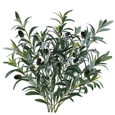  3 Pcs 23.6'' Tall Artificial Olive Branches with 261 Leaves Lifelike Faux 