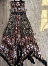 Bila Maxi Dress M Multi Colored Rayon Floral Boho Hippie Handkerchief Skirt