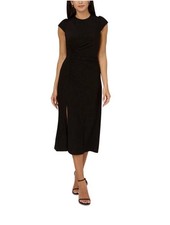 ADRIANNA PAPELL Womens Black Jersey Lined Back Cap Sleeve Midi Dress Size 2 $109