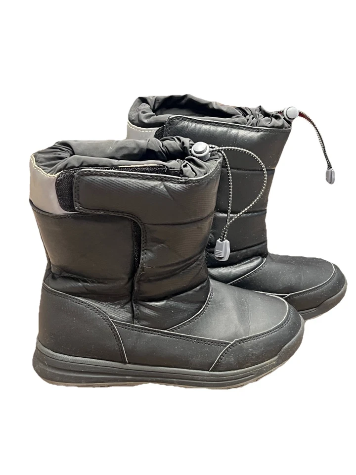 Lands End Youth Black Winter Snow Boots Waterproof Size 5 - Image 2 of 4