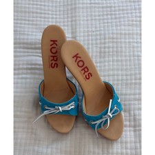 Michael Kors Blue High Heel Slide w Bow Detail Size 8