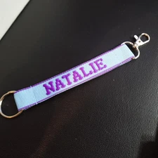 Natalie Lanyard Key Strap Keychain Personalized Novelty Name Gift Blue Purple