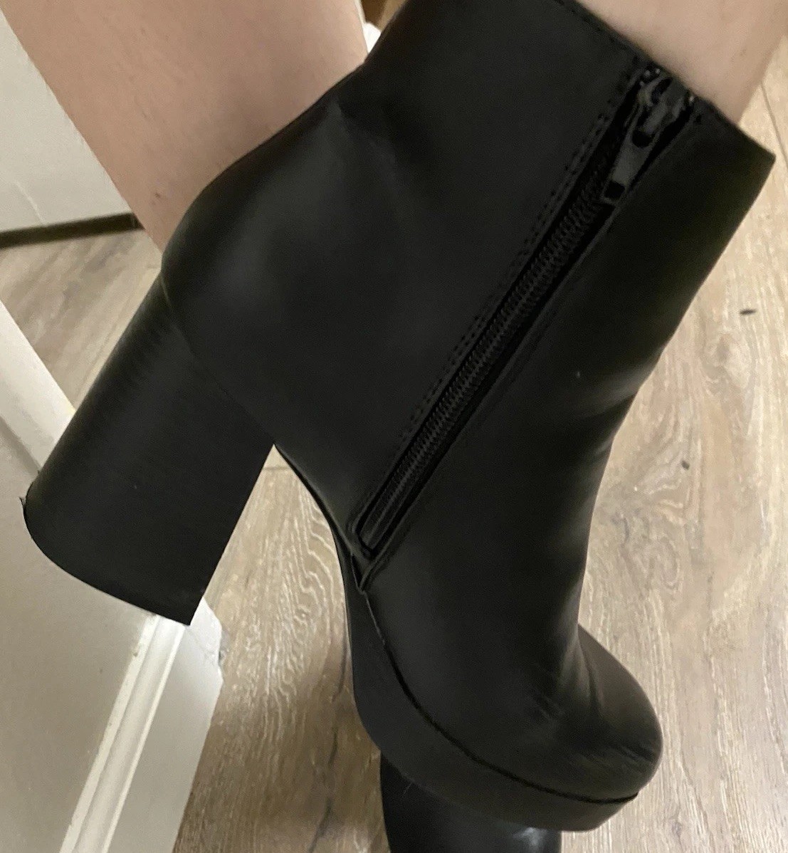 Black Leather 3-inch Heeled Boots