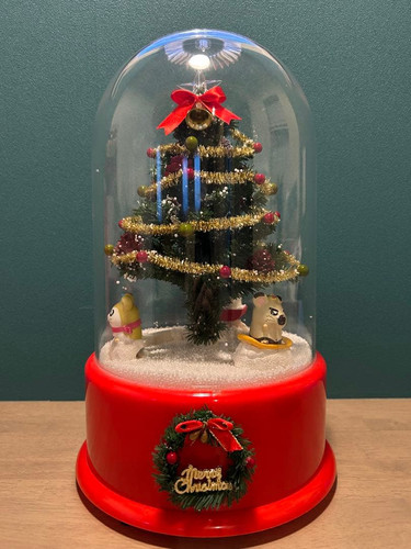 Tottoko Hamtaro Snowflake Tree Spinning Snow Globe Japan Used tested