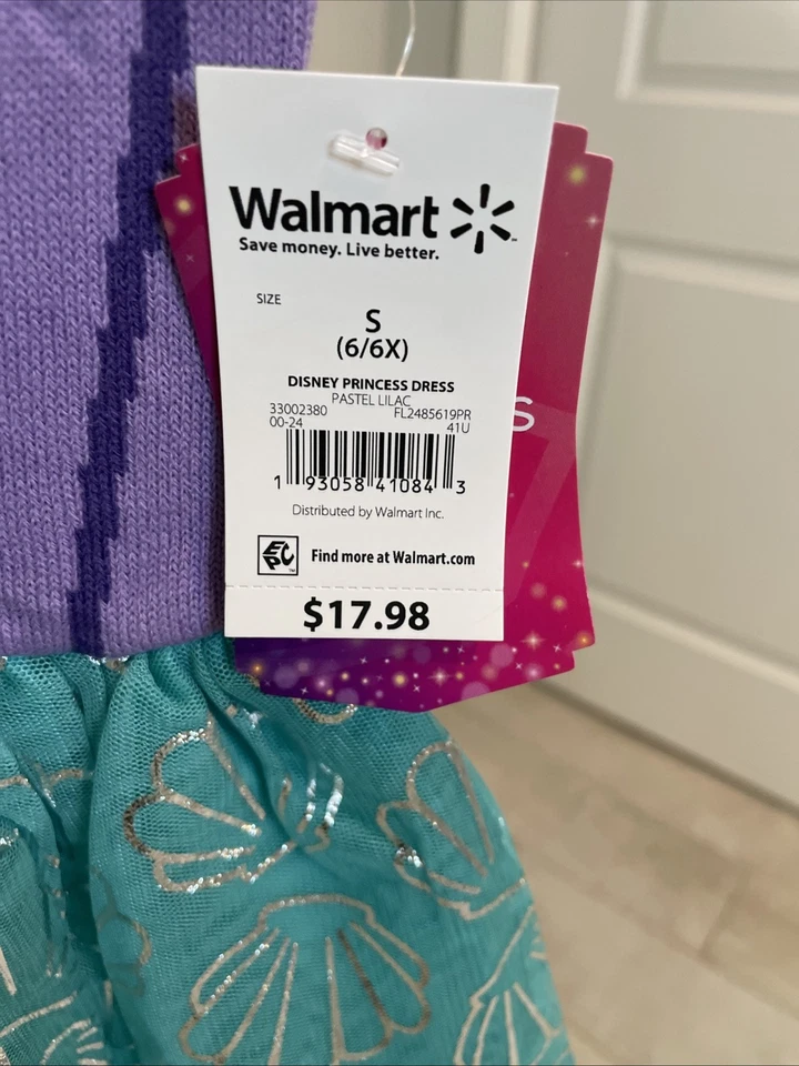 Disney Ariel Princess Sweater Top Tulle Skirt Dress/costume Size S Girls 6/6x - Image 2 of 4