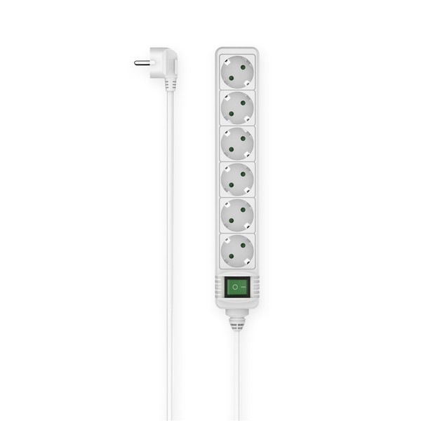 Hama Steckdosenleiste 6-Fach Mehrfachsteckdose 1,4M 45° Schalter Schuko Weiß-image