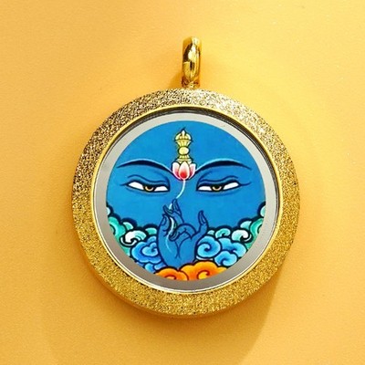 Thangka Pendant Brass Buddha Necklace Hand Painted Ethnic Charm For Men Women
