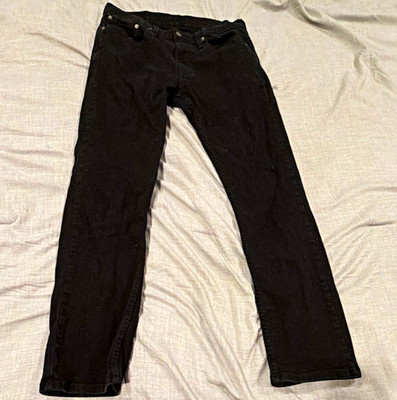 Levi's Men's Slim Fit Black Dark Wash Denim Jeans Mid Rise 5-Pocket Logo