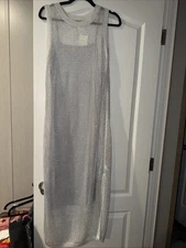 WOMENS MAXI DRESS POOL DUSTER COVER A NEW DAY-SILVER-SIZE MEDIUM-NWT
