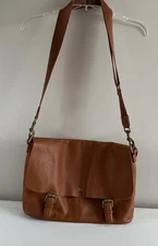 Mark + Graham Brown Leather Messenger Bag *Monogram Removed* Briefcase Crossbody