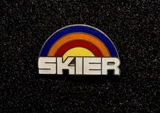 SKIER Color Rainbow Pin Humor Funny Novelty Skiing Badge Souvenir Sports Lapel
