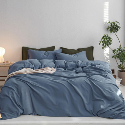 Twin Duvet Cover Set, 100% Washed Cotton Linen Twill Thick Sturdy Material Super