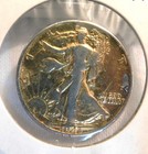 1943 Walking Liberty Half Dollar Colored Damage on Reverse — photo 1