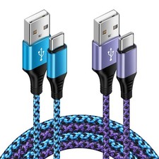 S24 Ultra USB Type C Cable Fast Charging 6FT/2Pack for Samsung Blue Purple