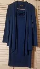 Connected Apparel Size 8 Blue Stretchy Sheath Dress w/ Attached Jacket