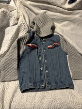 Little Lass Girls SZ 6 Rainbow Ruffle Lace Jean Jacket