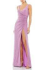 Ieena Mac Duggal 26513 Ruched Jersey Gown SZ 0 Lilac