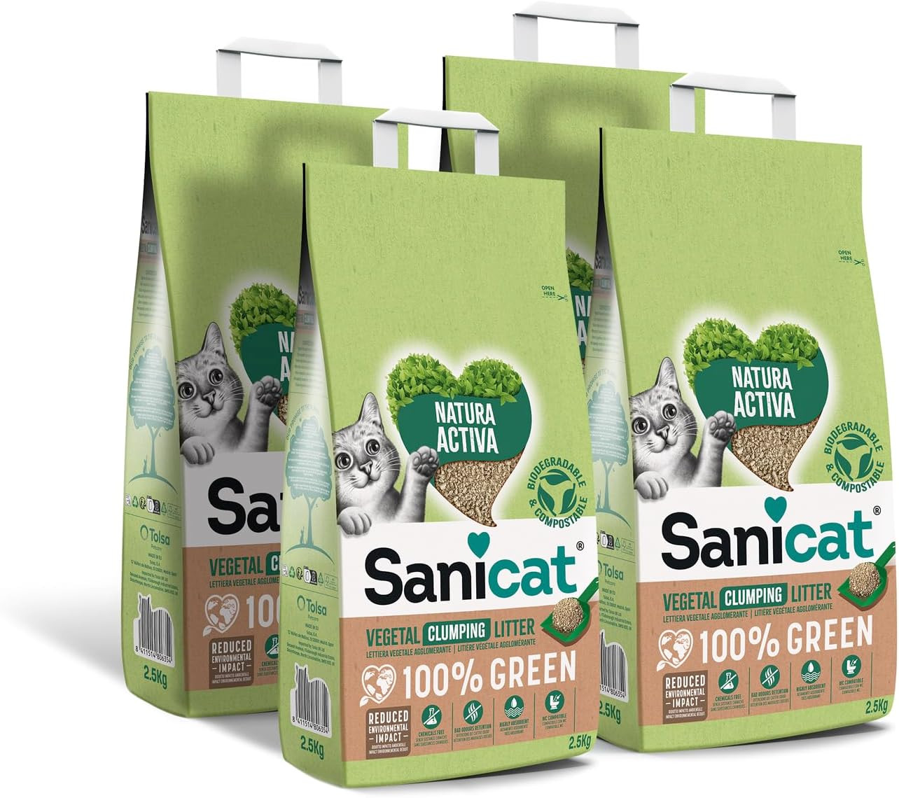Sanicat Natura Activa 100% Green Lettiera Vegetale Biodegradabile