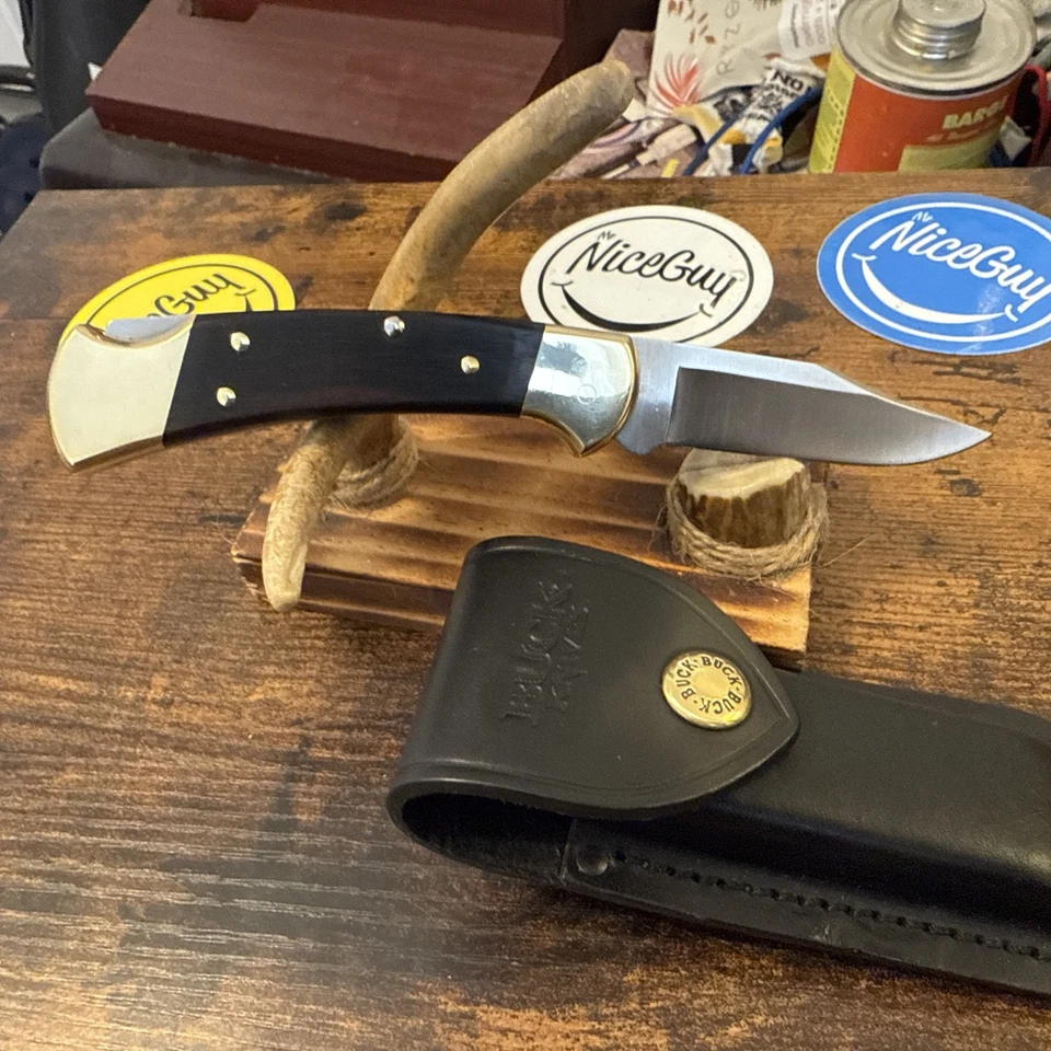  Buck 112 Folding Lockback Pocket Knife vintage 1987  Original Leather Sheath   - Image 4 of 4