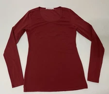 Peruvian Connection Shirt Womens XS Small Long Sleeve Pima Crew Lightweight Red