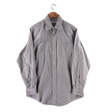 Brooks Brothers Makers Men 16 34/35 OCBD Grey Cotton Check Button Down Shirt USA