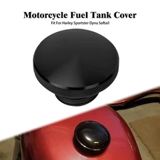 Black Vented Right Thread Fuel Tank Gas Cap For Harley Dyna Fat Street Bob 92-17