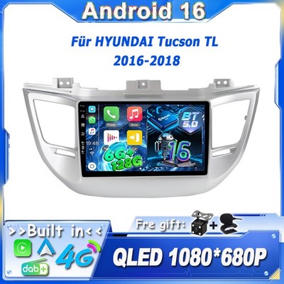 DAB+ Für HYUNDAI Tucson TL 2016-2018 Android16 Autoradio CarPlay GPS QLED 4G AHD