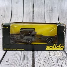 Vintage Solido No. 256 Jeep Willys avec Remorque 1:43 Scale Military Diecast