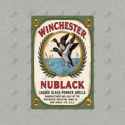 Vintage Winchester NUBlack Ammunition Metal Sign Hunting Decor, Man #24191